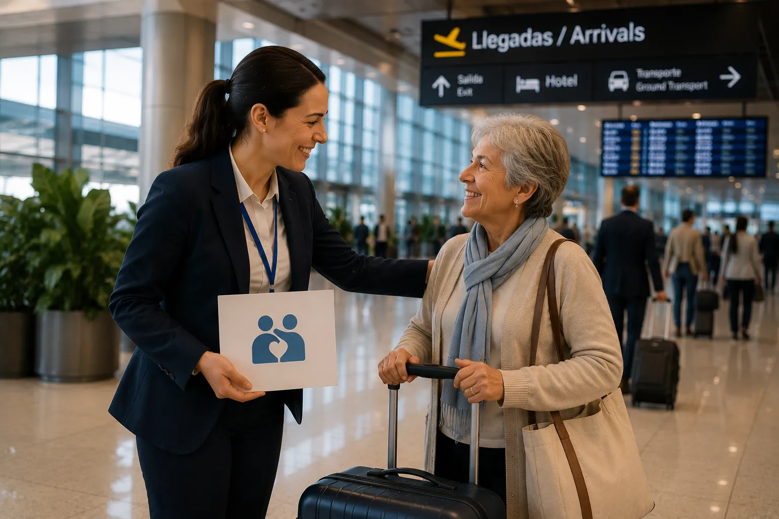 Recepción cálida y organizada en el aeropuerto